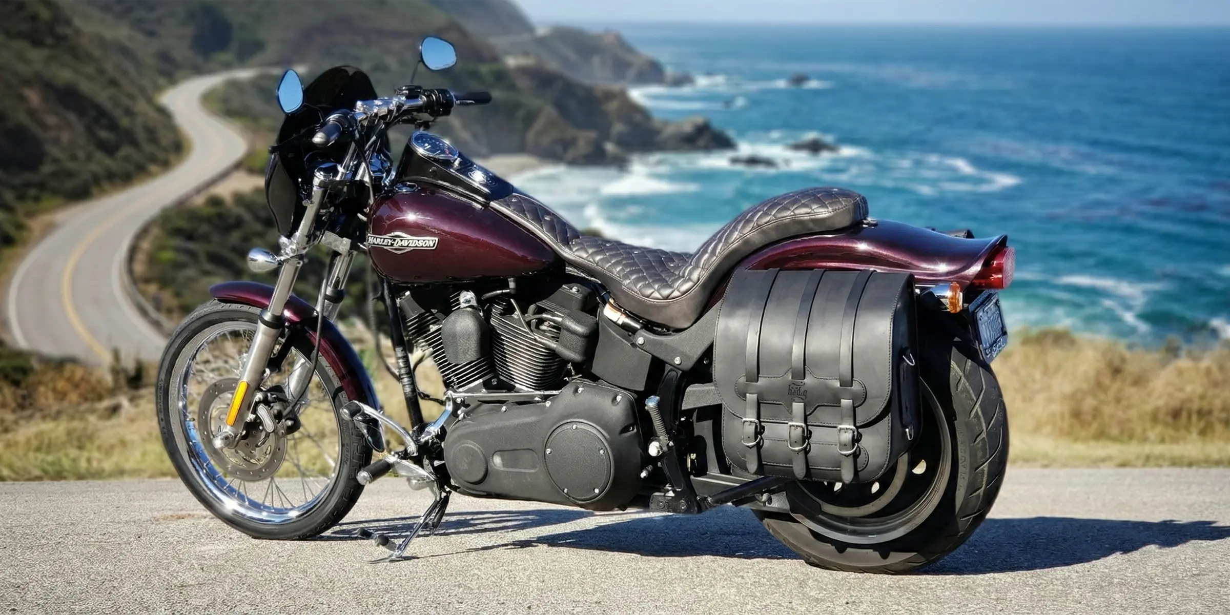 Discover our premium collection of heavy duty steer hide leather saddlebags crafted for durability and style. Perfectly designed to fit all motorcycle brands including Harley-Davidson®, Indian, Triumph, Honda, Yamaha, Kawasaki, Suzuki and other brands.