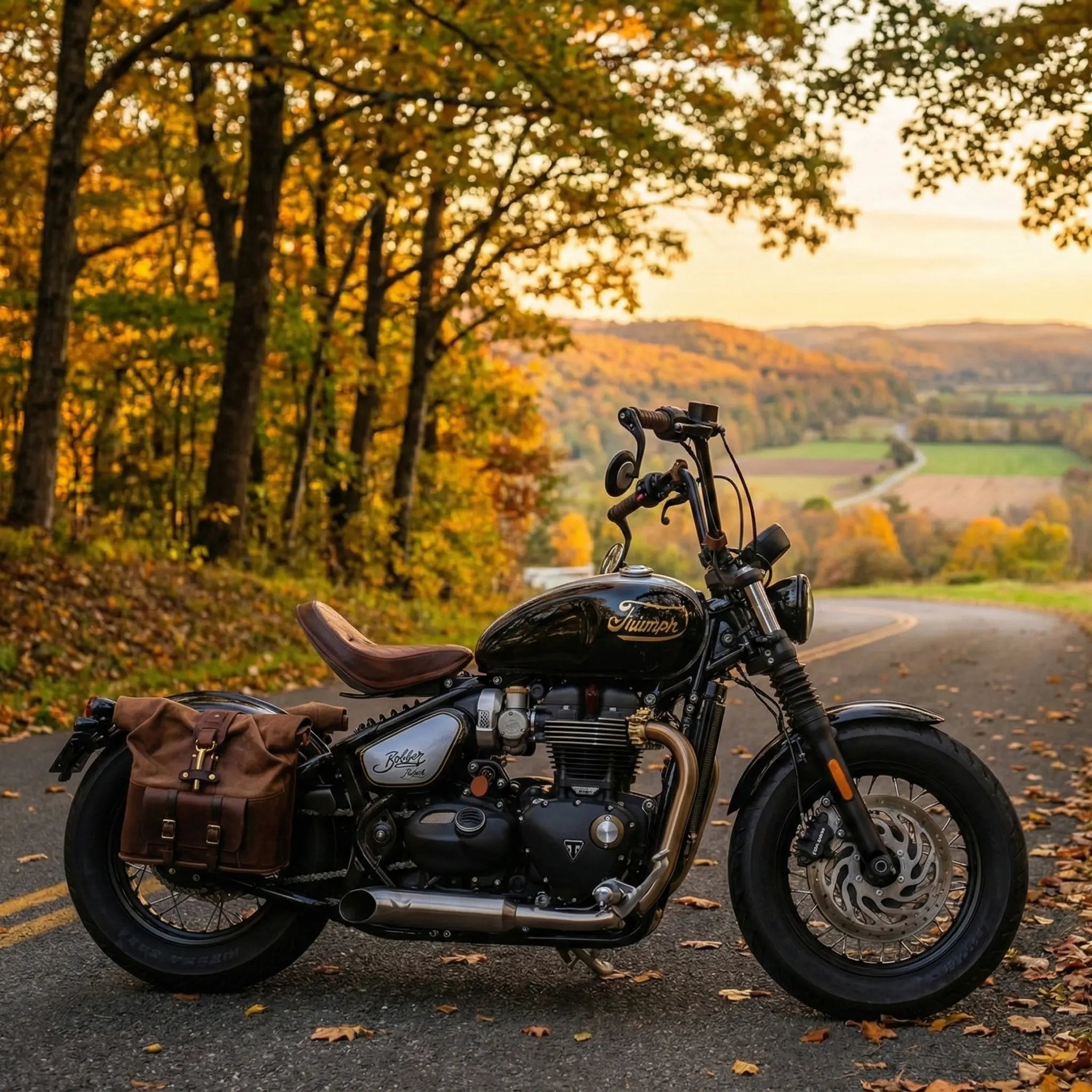 Triumph Bonneville Bobber Panniers Rolltop Swingarm Saddlebags - TBP01