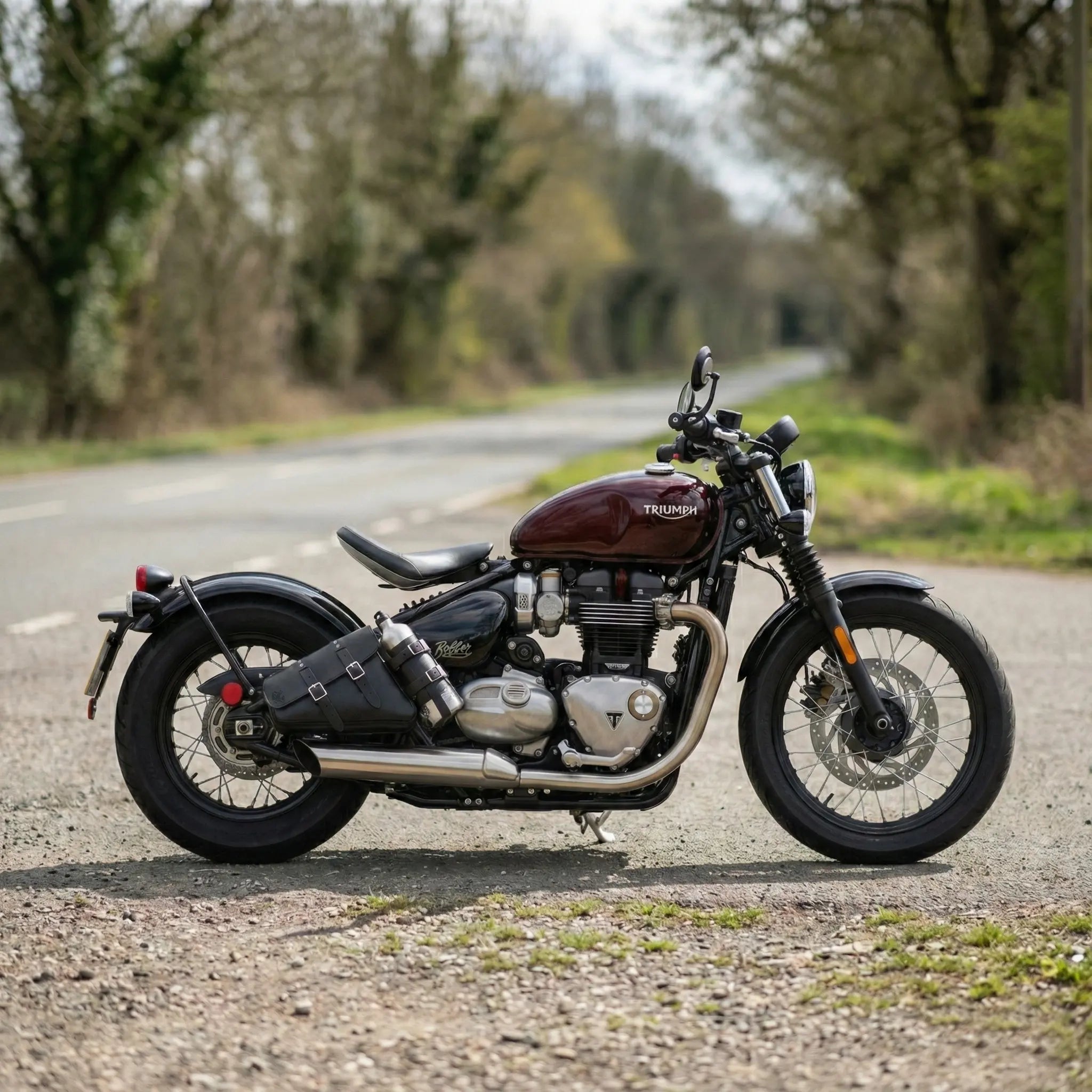 Triumph Bobber Right Side Solo Bag w/ Fuel Bottle Carrier - TBR01FB