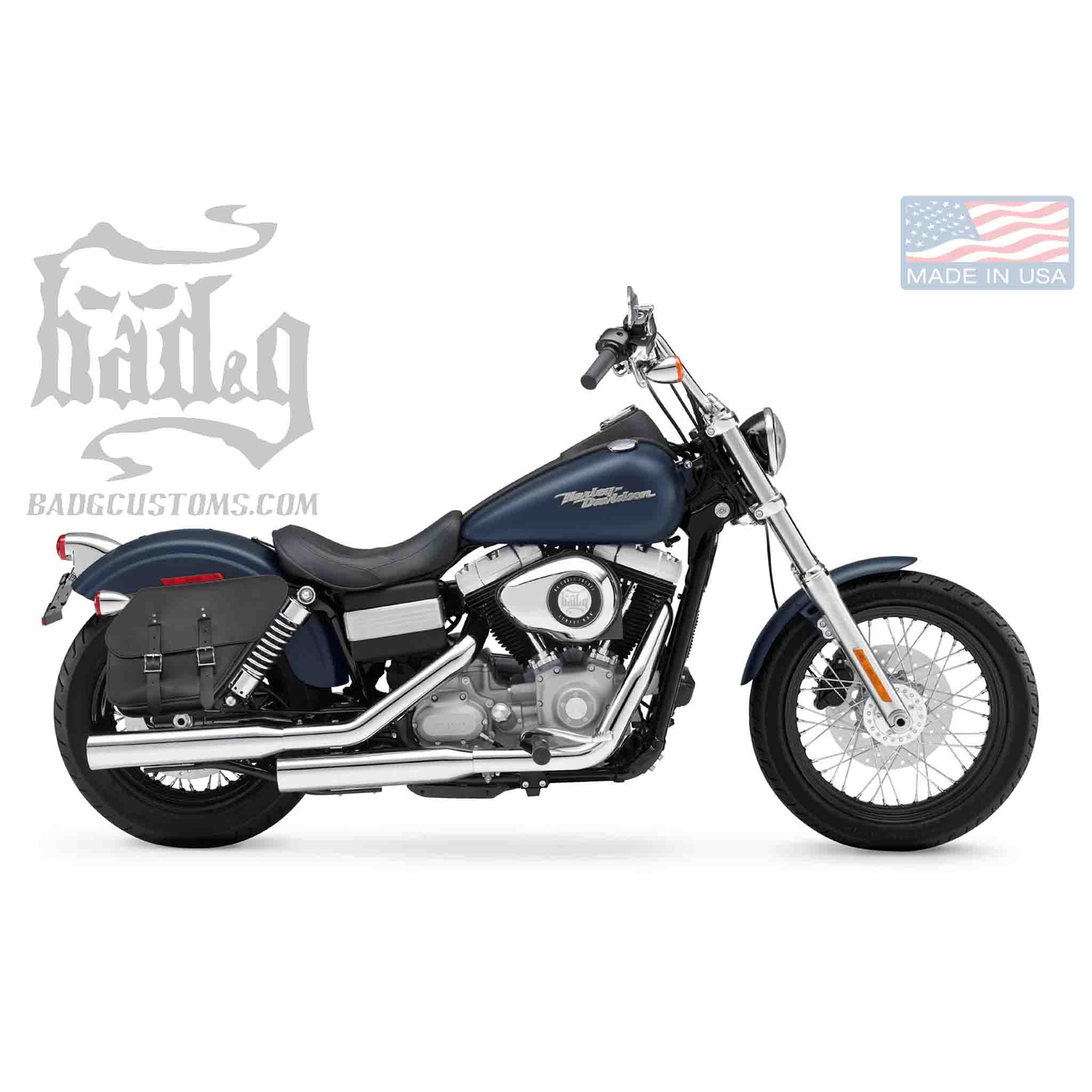 Upgrade your Harley-Davidson® Dyna with the DR011 Dyna Right Side Solo Bag. Hand crafted in USA with premium leather and top quality hardware. Durable and stylish, it's the perfect fit for your motorcycle.