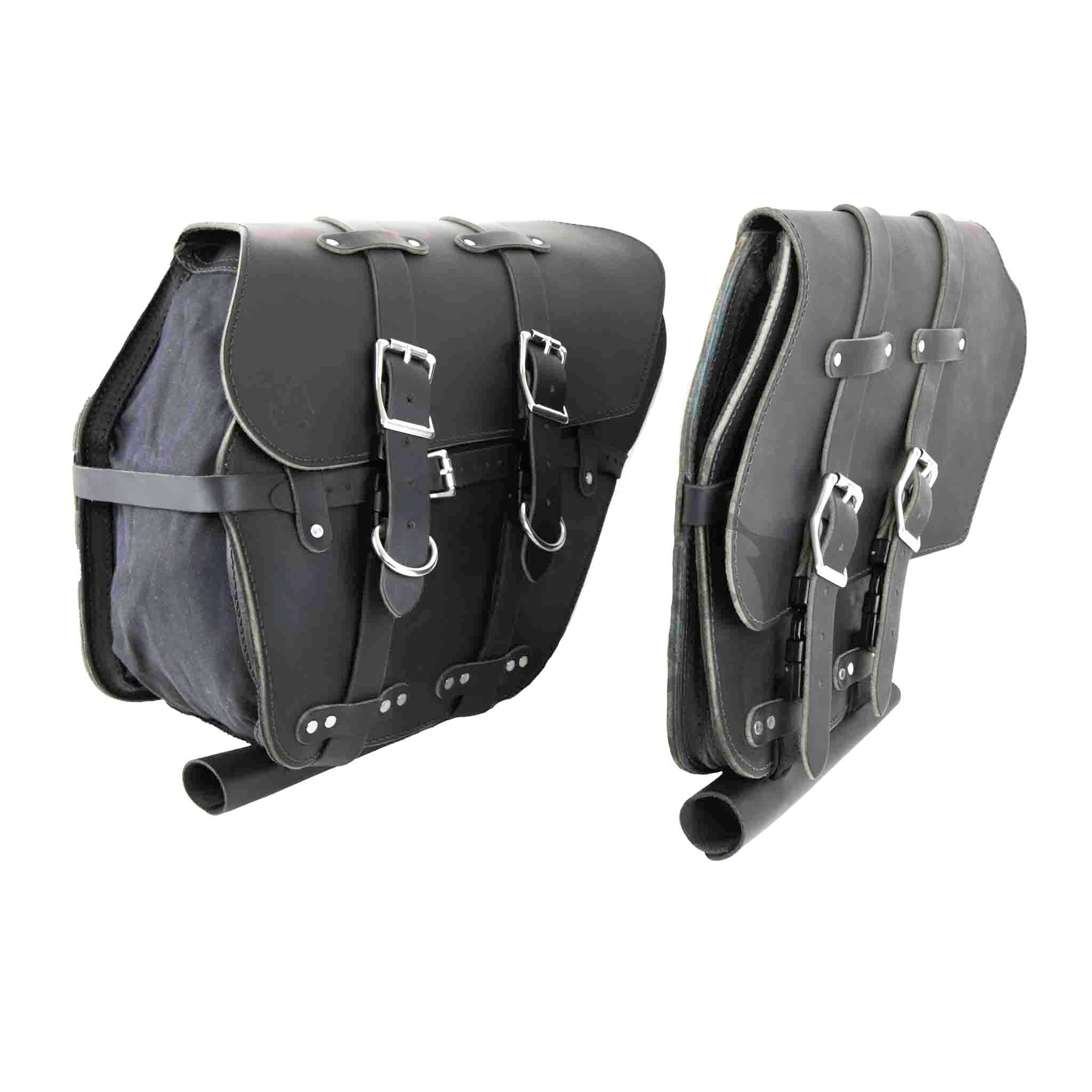 Harley Dyna Right Side Expandable Solo Bag - DR01WC (Buffalo & Waxed Canvas)