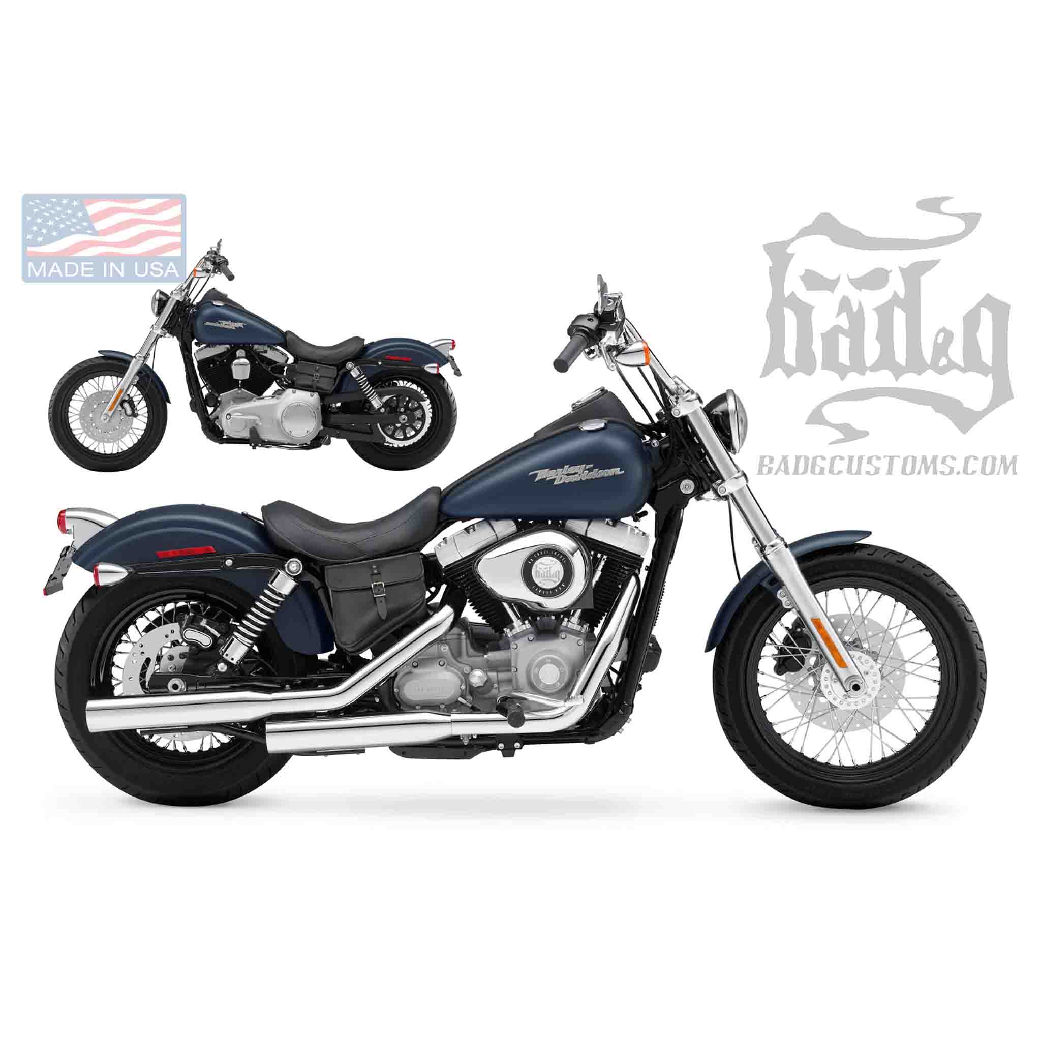 Upgrade your Harley-Davidson® Dyna with the DTU01 Dyna Throw Under Seat Bags. Hand crafted in USA with premium leather and top quality hardware. Durable and stylish, it's the perfect fit for your motorcycle.