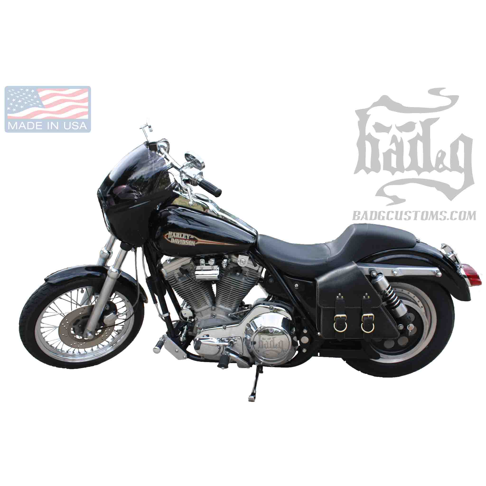 Upgrade your Harley-Davidson® FXR with the FXRL01 Left Side Solo Bag. Hand crafted in USA with premium leather and top quality hardware. Durable and stylish, it's the perfect fit for your motorcycle.