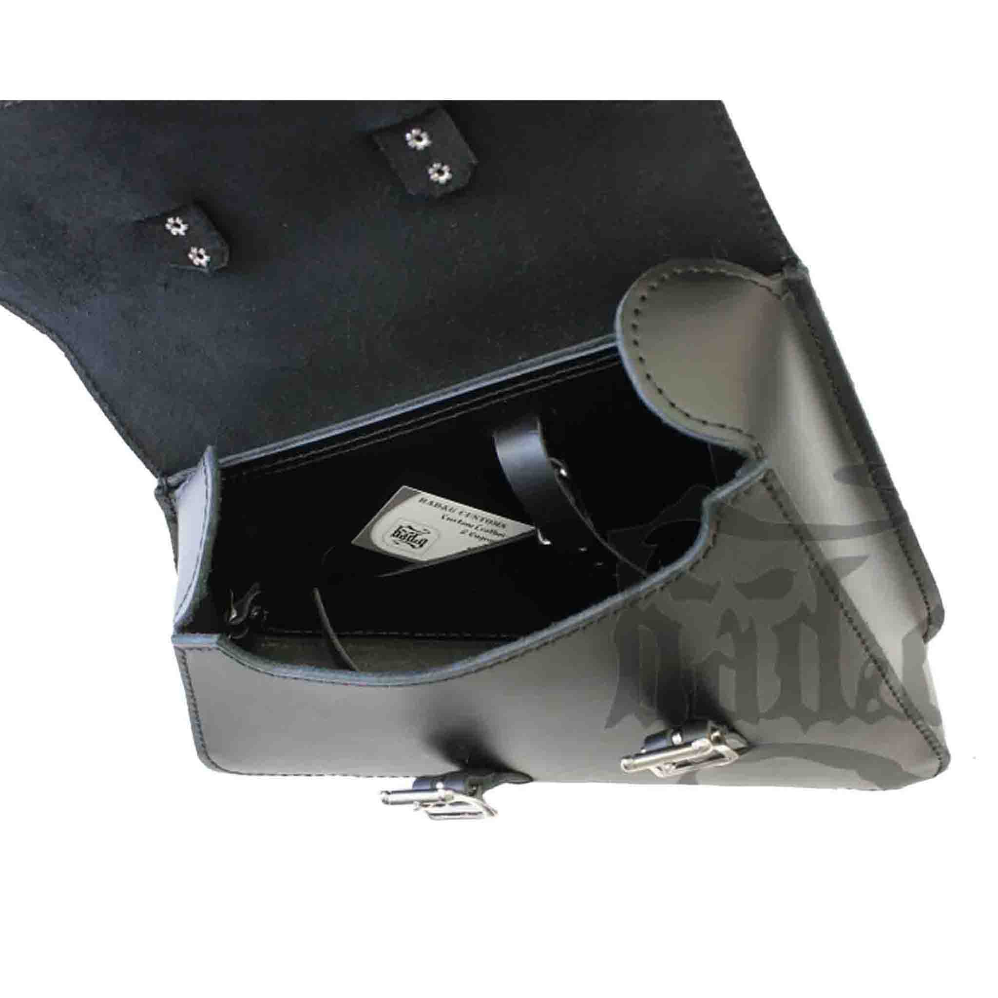 Upgrade your Honda Rebel with the HRL01 Left Side Solo Bag. Hand crafted in USA with premium leather and top quality hardware. Durable and stylish, it's the perfect fit for your motorcycle.