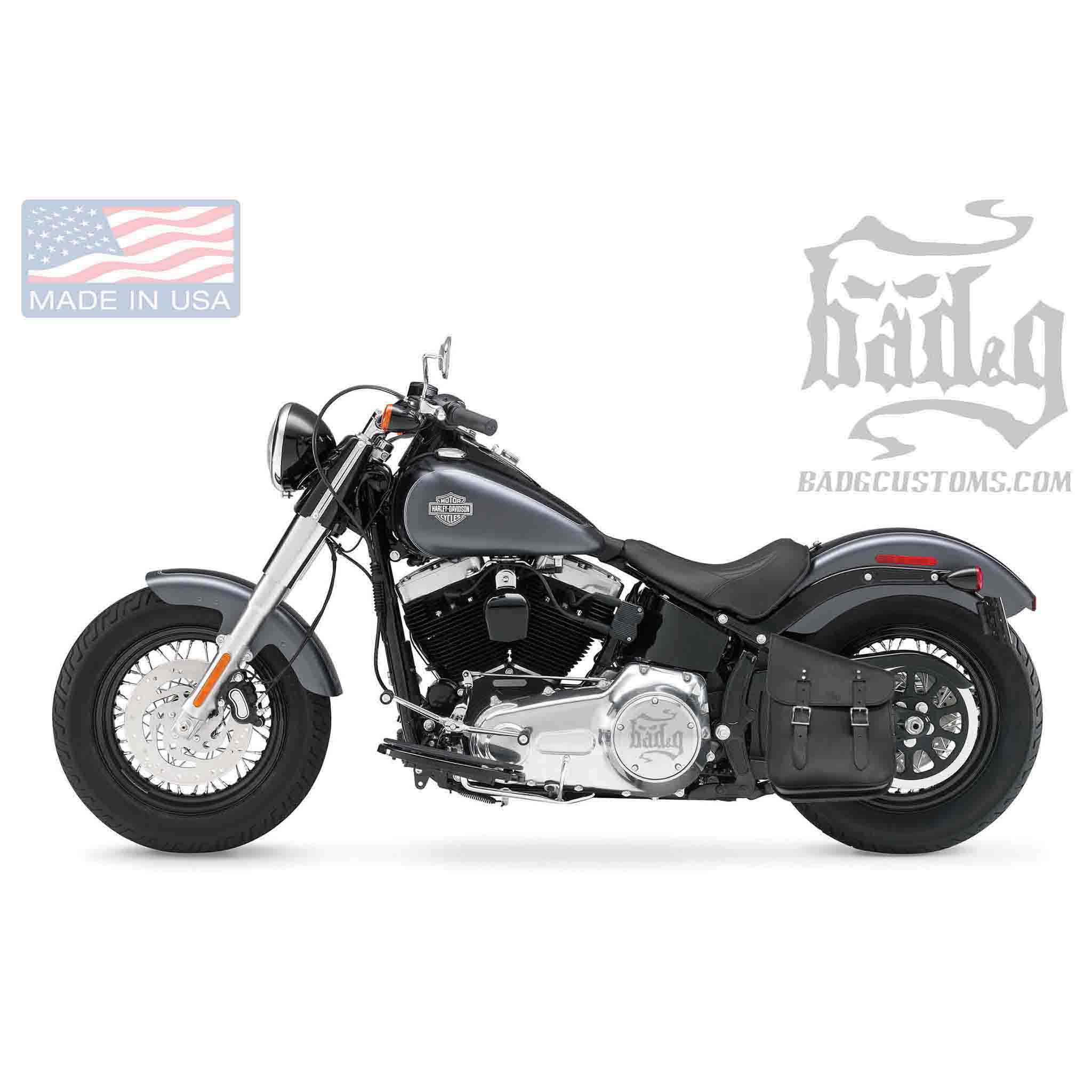 Upgrade your Harley-Davidson® Softail with the SHL02 Left Side Swingarm Solo Bag. Hand crafted in USA with premium leather and top quality hardware. Designed to fit all 2018-Later Harley-Davidson® Softail models*. Durable and stylish, it features easy installation and it's the perfect fit for your motorcycle.
