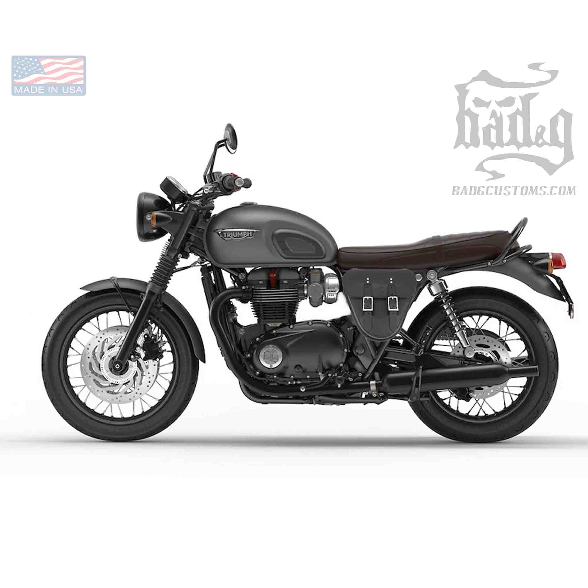 Upgrade your Triumph Bonneville, Street Twin, Street Cup, Thruxton or Scrambler with the TSB03 Side Cover Solo Bag. Hand crafted in USA with premium leather and top quality hardware. Durable and stylish, it's the perfect fit for your motorcycle.