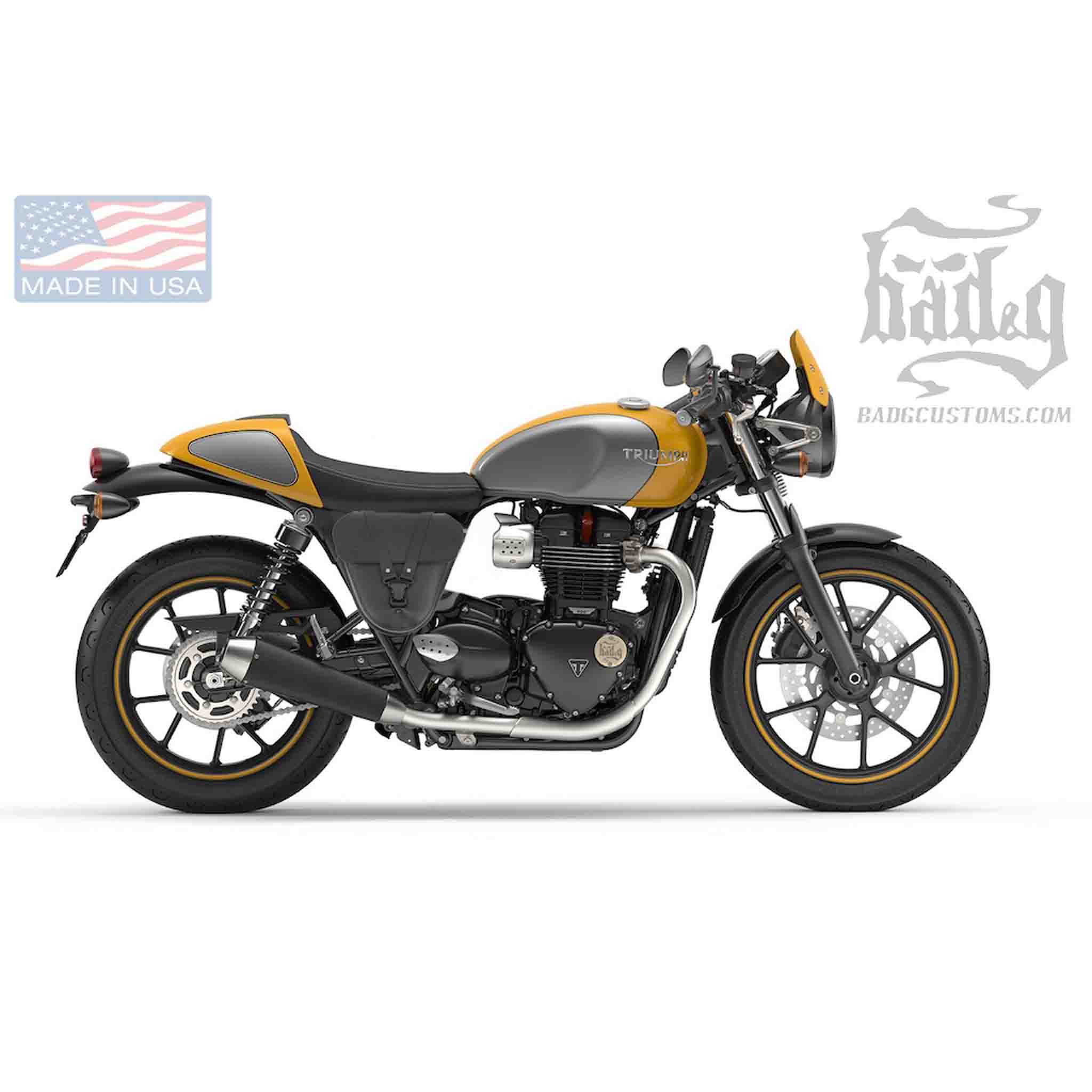 Upgrade your Triumph Bonneville, Street Twin, Street Cup, Thruxton or Scrambler with the TSB04 Side Cover Solo Bag. Hand crafted in USA with premium leather and top quality hardware. Durable and stylish, it's the perfect fit for your motorcycle.