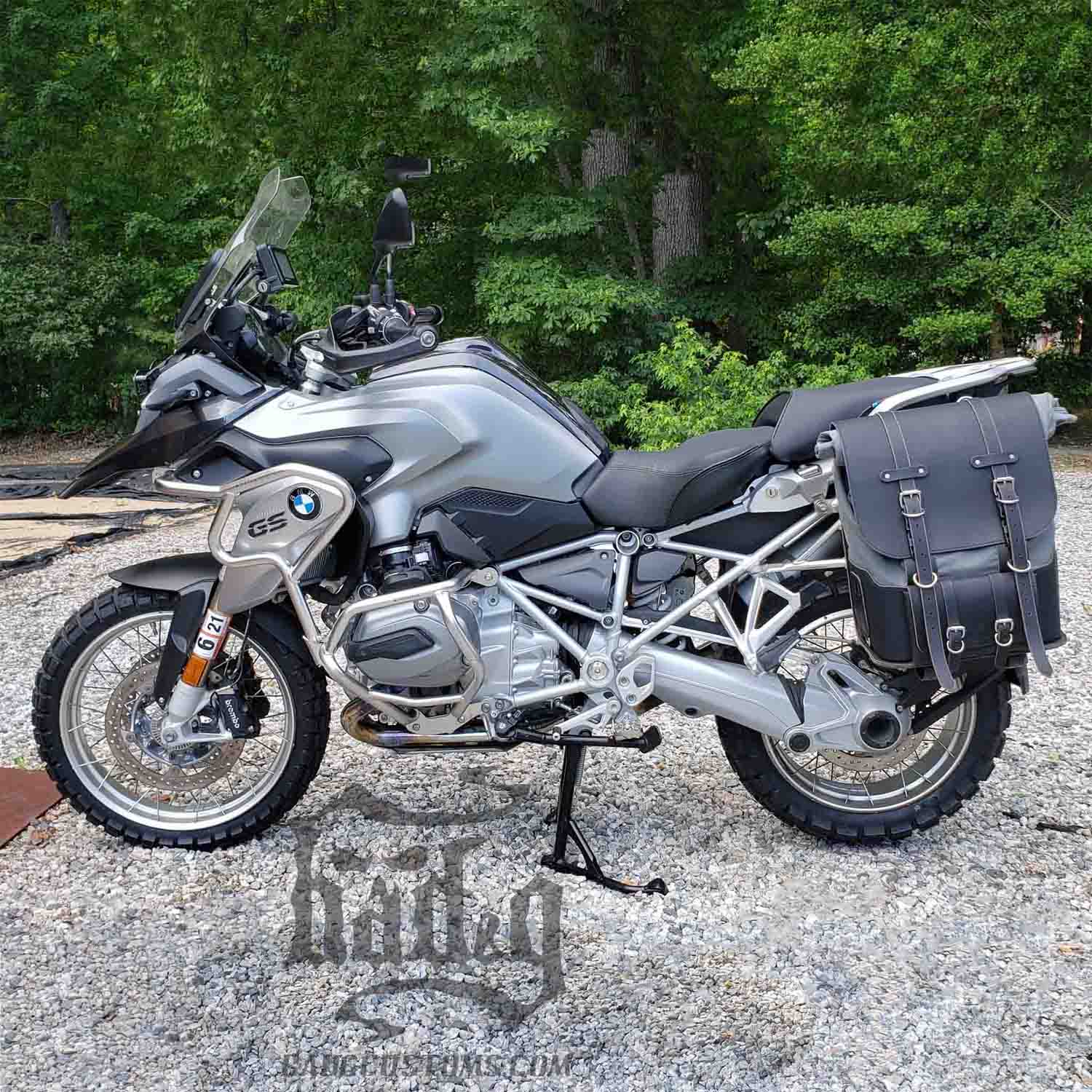 URB010 Universal Rolltop Backpack Saddlebag Buffalo Leather Waxed Canvas BMW GS 1200 BAD&G Customs