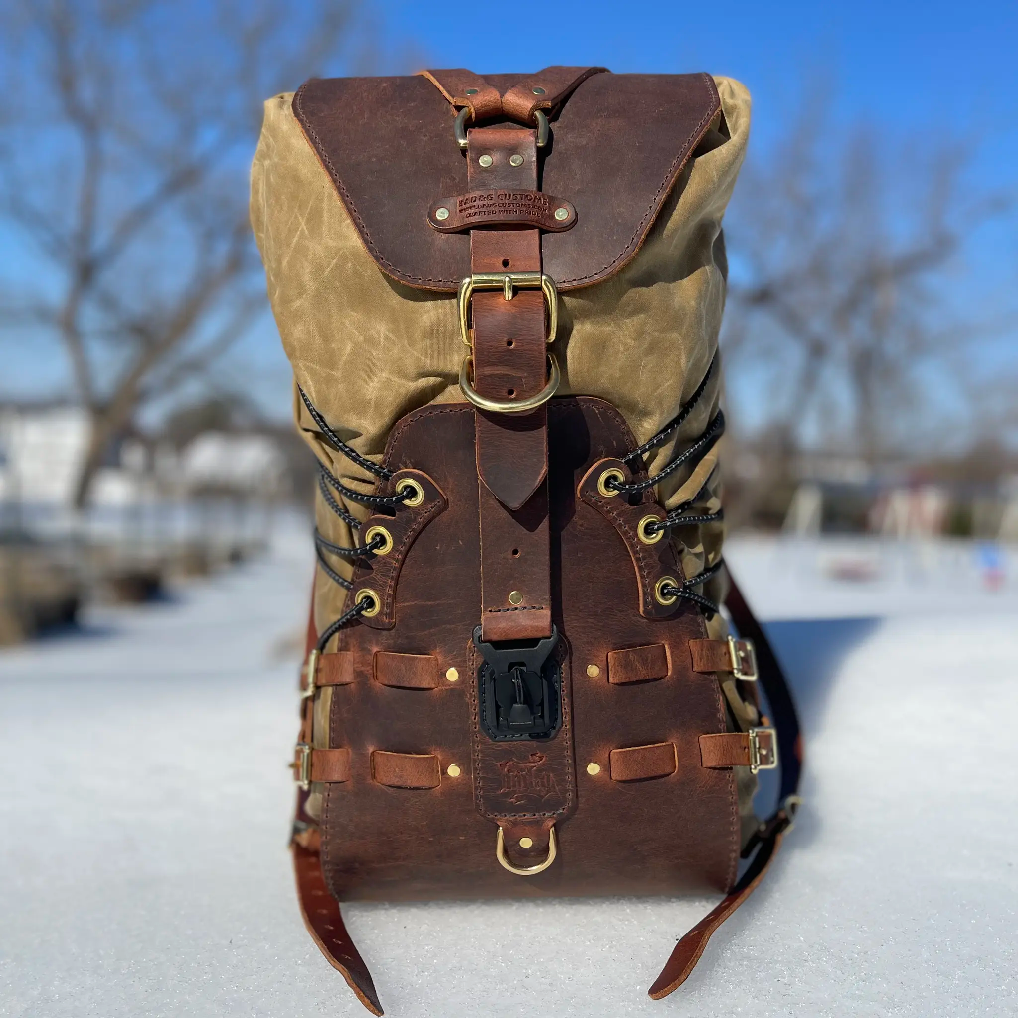 1-of-1 EXCLUSIVE: USB01S Sissy Bar Backpack (Buffalo & Waxed Canvas)