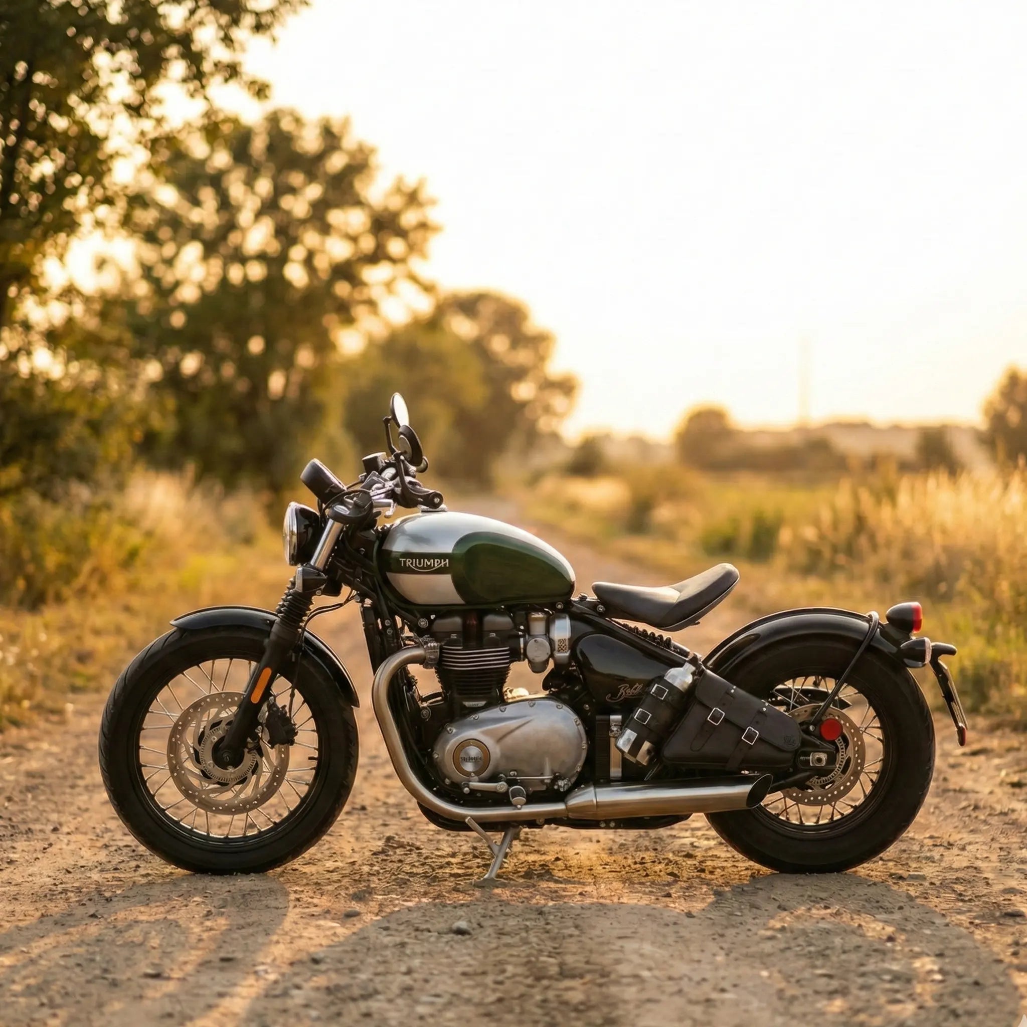 Triumph Bobber Left Side Solo Bag w/ Fuel Bottle Carrier - TBL01FB