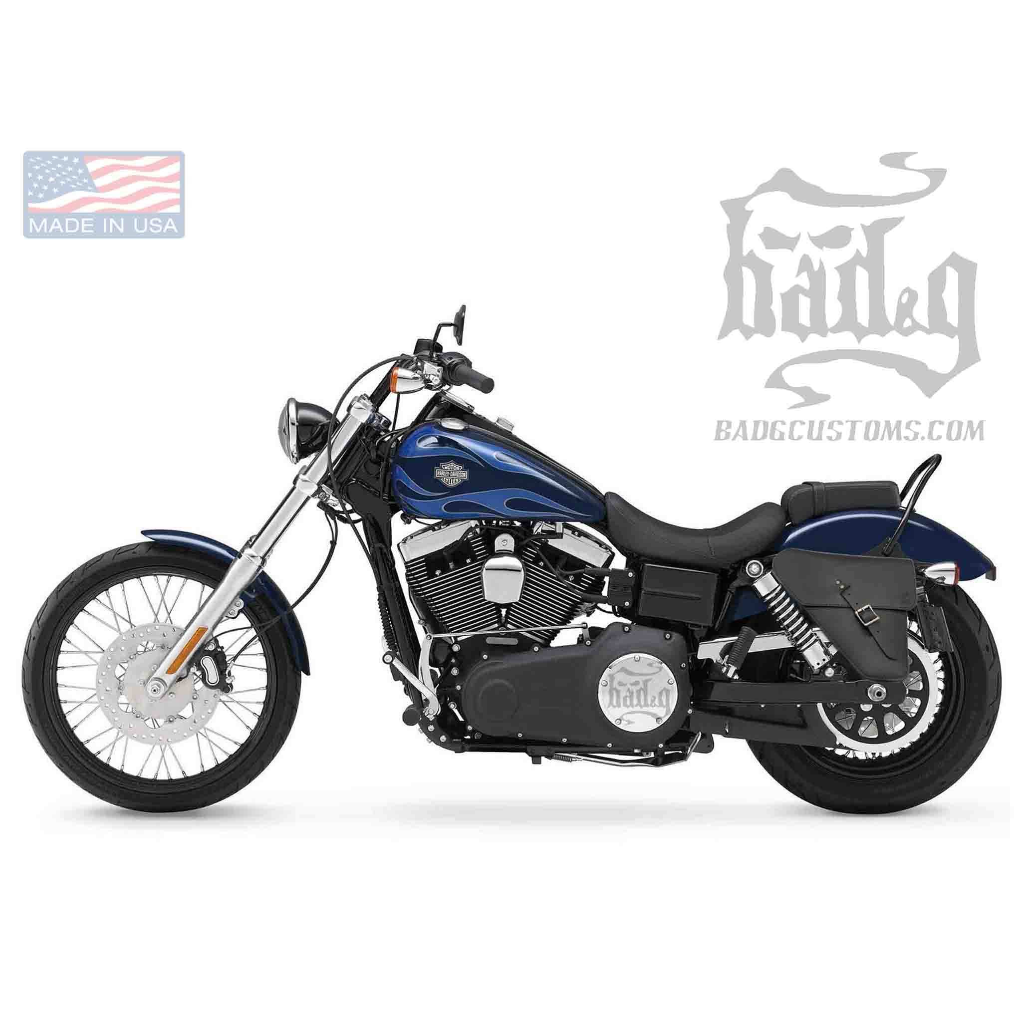 Upgrade your Harley-Davidson® Dyna with the DL031 Dyna Left Side Solo Bag. Hand crafted in USA with premium leather and top quality hardware. Durable and stylish, it's the perfect fit for your motorcycle.