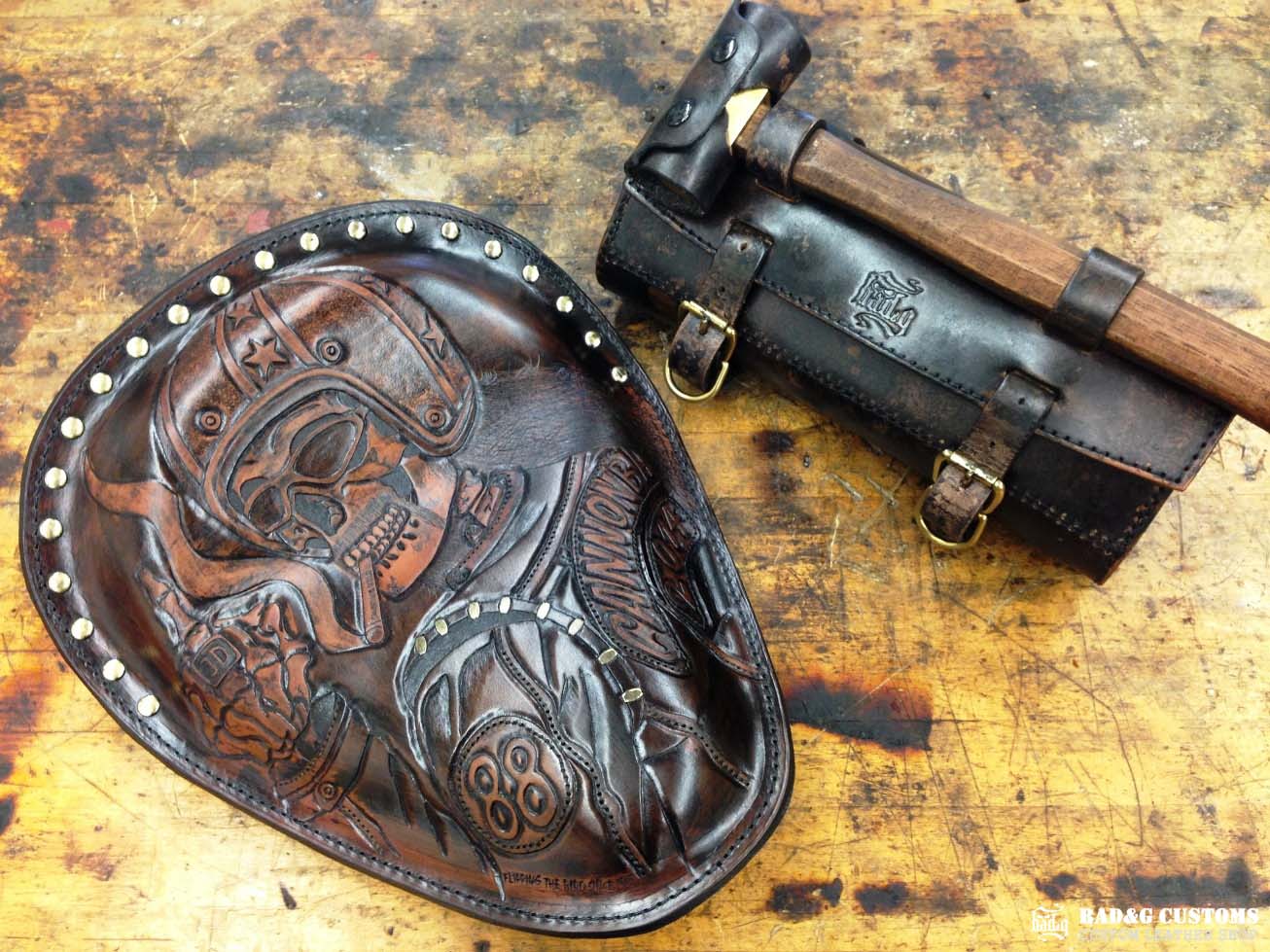 Cannonball Motorcycle Race Seat and Saddlebags Set - Doug Wothke #88