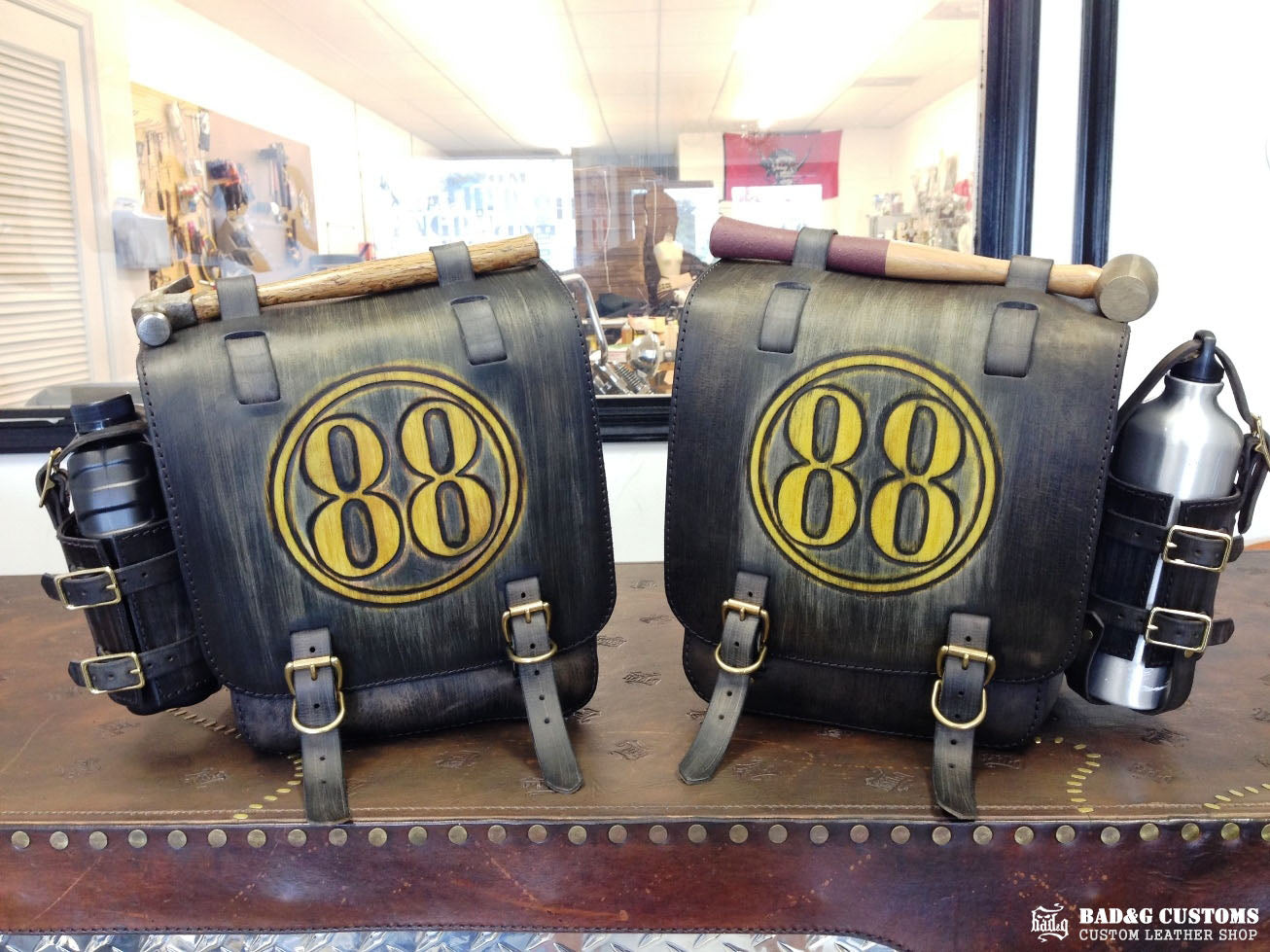 Cannonball Motorcycle Race Seat and Saddlebags Set - Doug Wothke #88