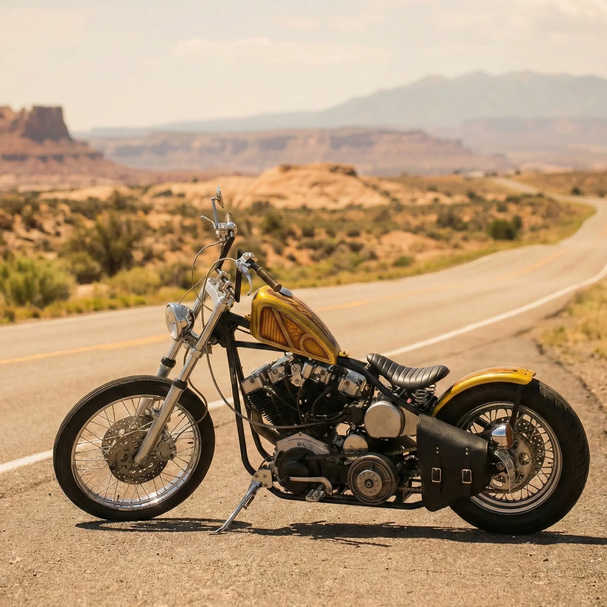 Hardtail / Rigid Frame Leather Solo Bag - Left Side (SHL01C) | BAD&G