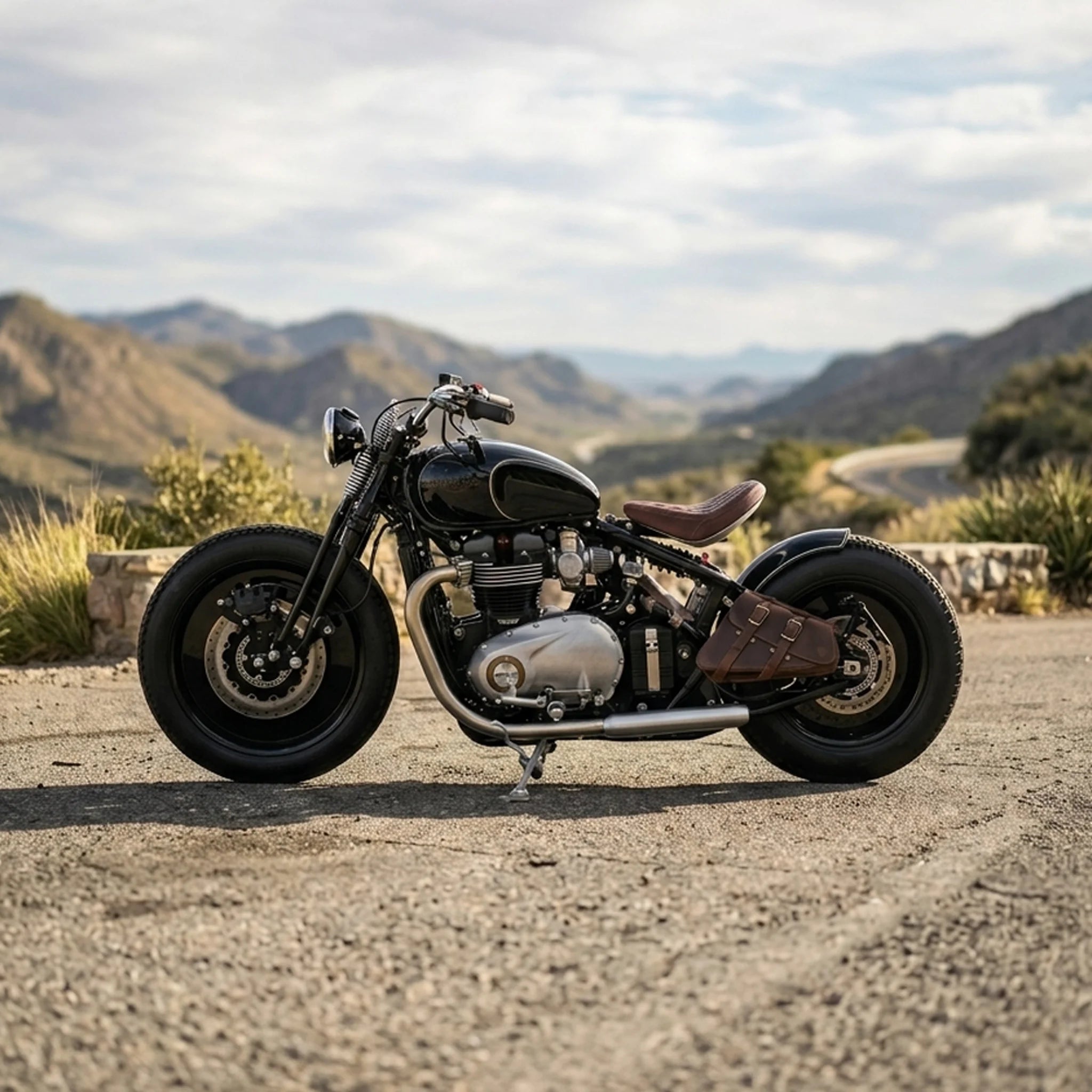 Triumph Bobber Buffalo Leather Saddlebag - TBL03 (Left Side Solo Bag)