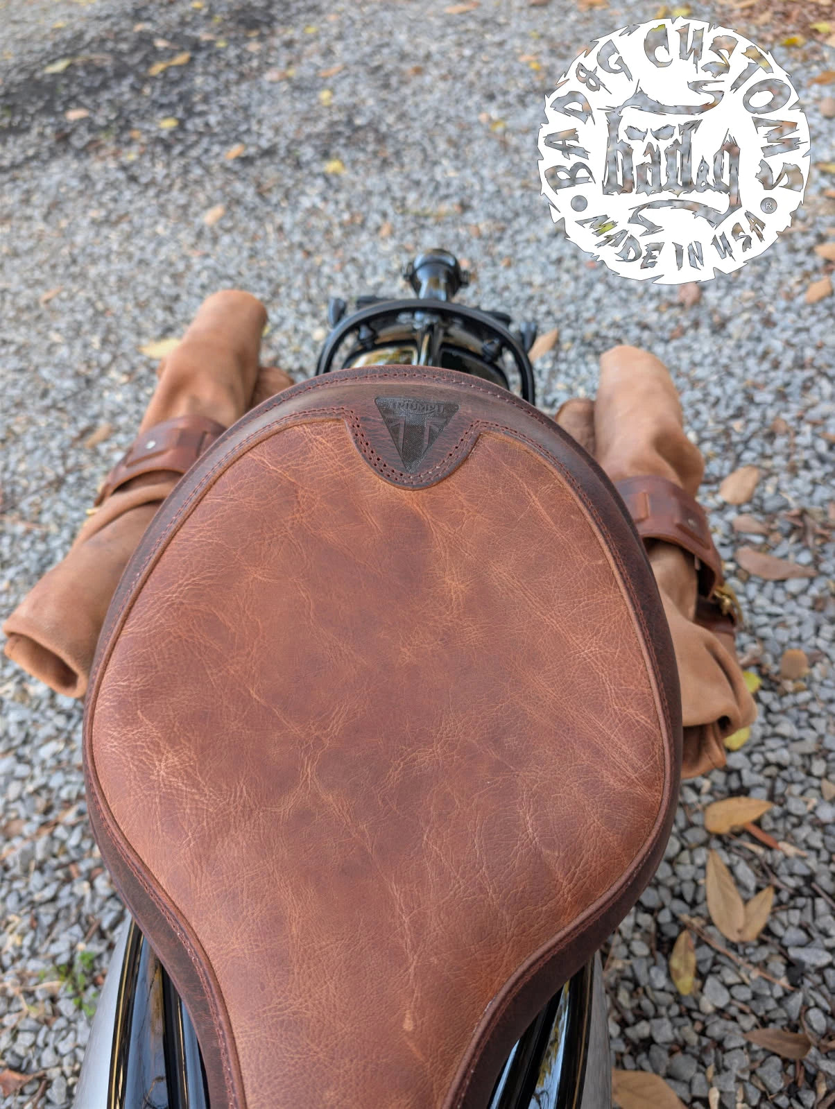 CUSTOM SERVICE: Triumph Bobber Seat Re-Upholstery Buffalo Leather (Match Your Saddlebags)