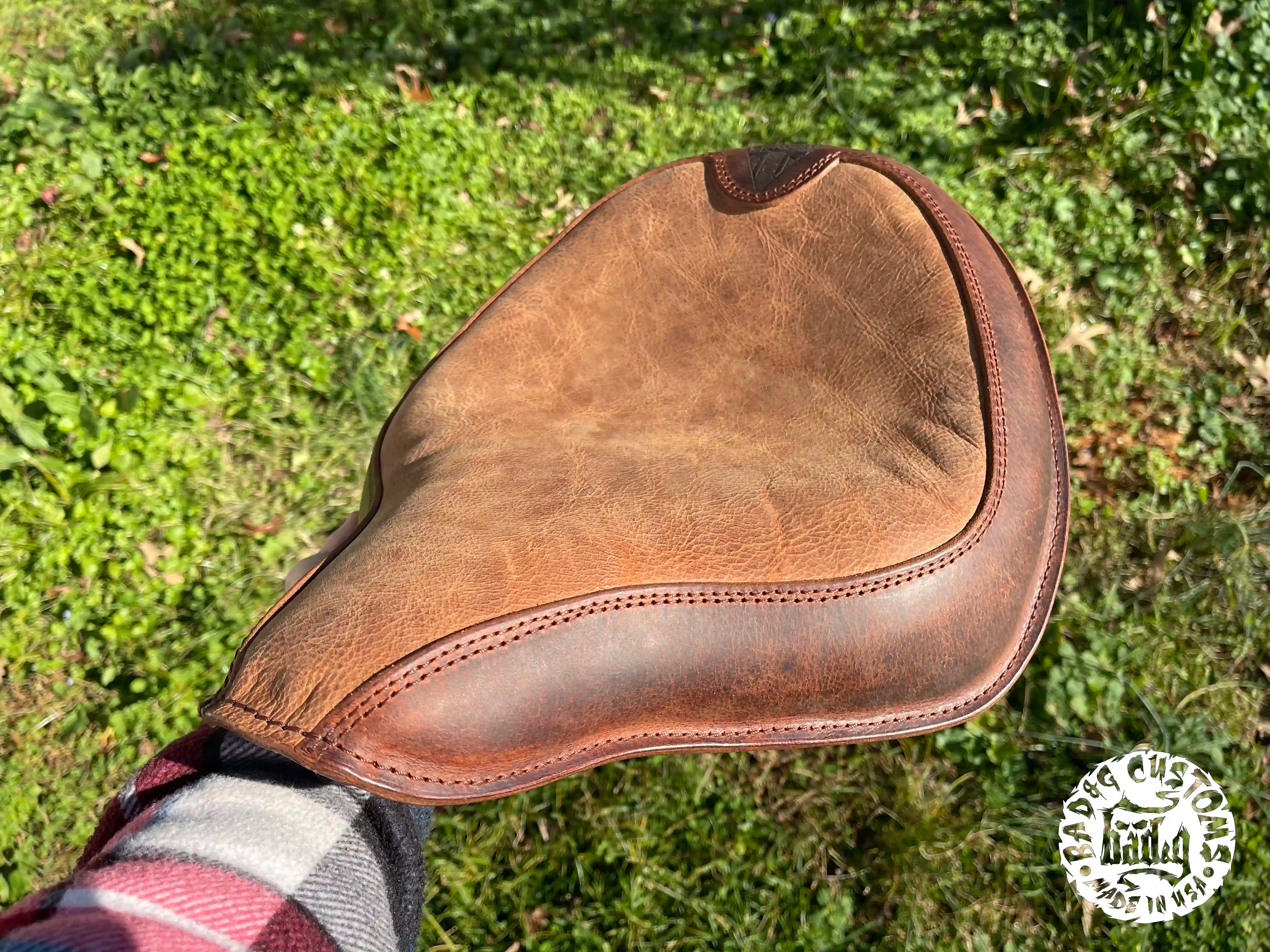 CUSTOM SERVICE: Triumph Bobber Seat Re-Upholstery Buffalo Leather (Match Your Saddlebags)