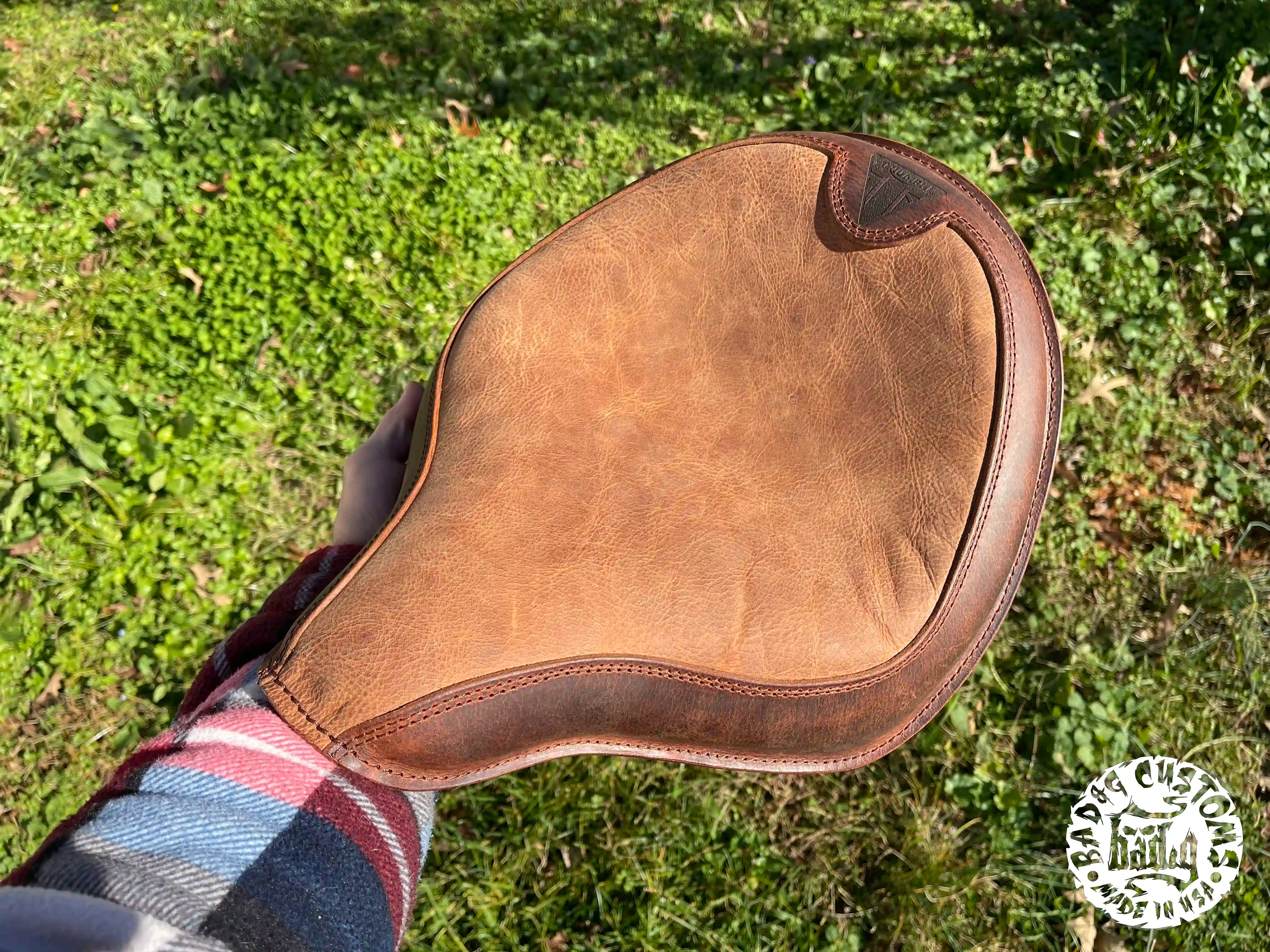 CUSTOM SERVICE: Triumph Bobber Seat Re-Upholstery Buffalo Leather (Match Your Saddlebags)