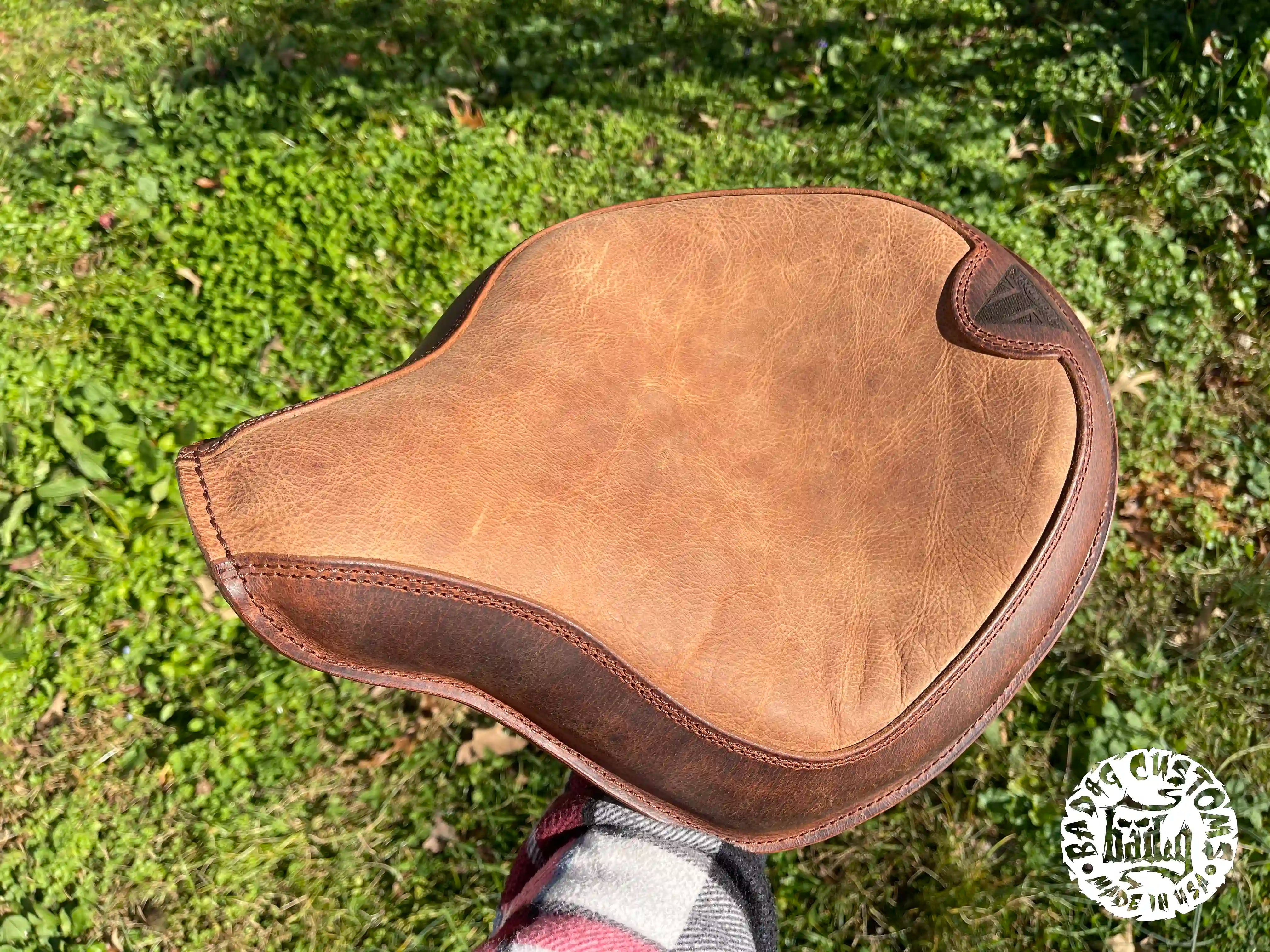 CUSTOM SERVICE: Triumph Bobber Seat Re-Upholstery Buffalo Leather (Match Your Saddlebags)