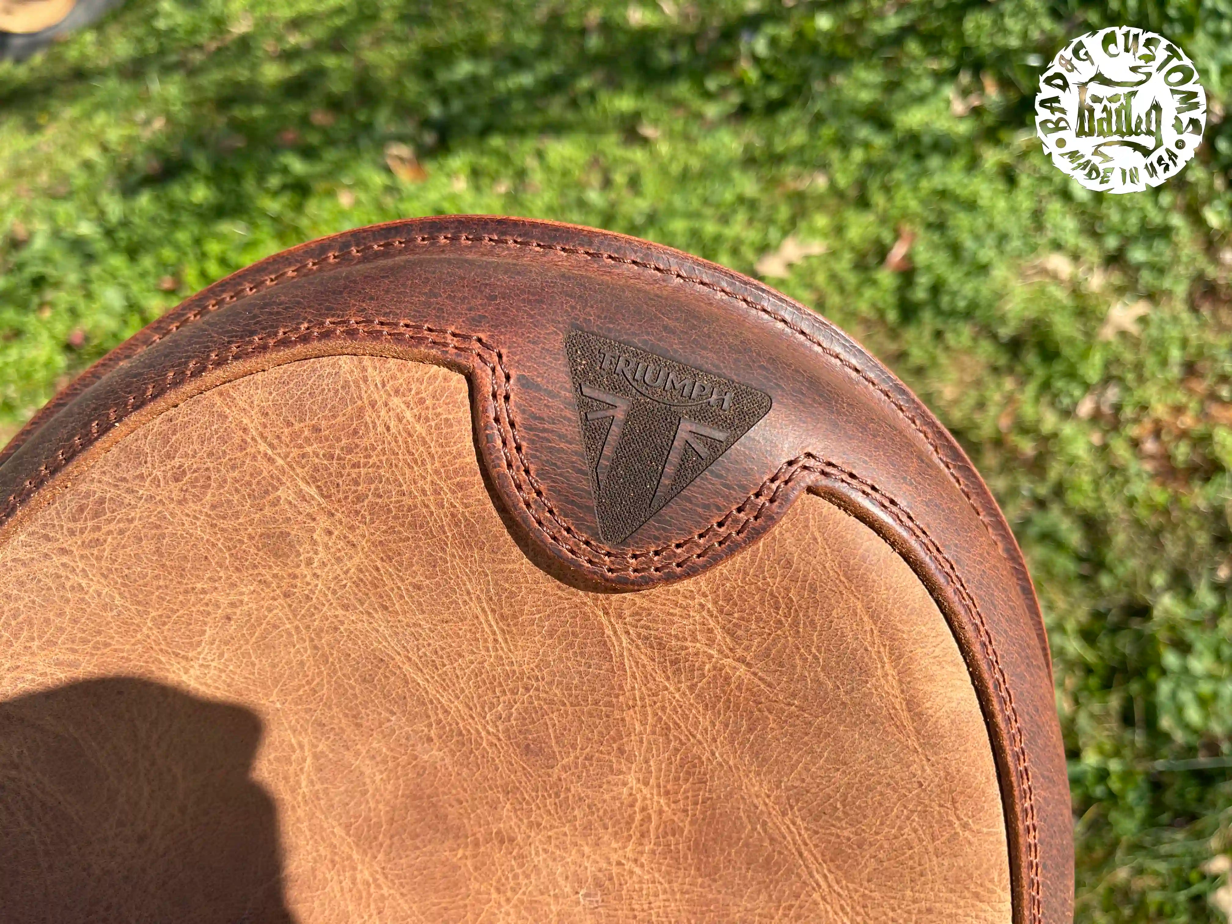 CUSTOM SERVICE: Triumph Bobber Seat Re-Upholstery Buffalo Leather (Match Your Saddlebags)