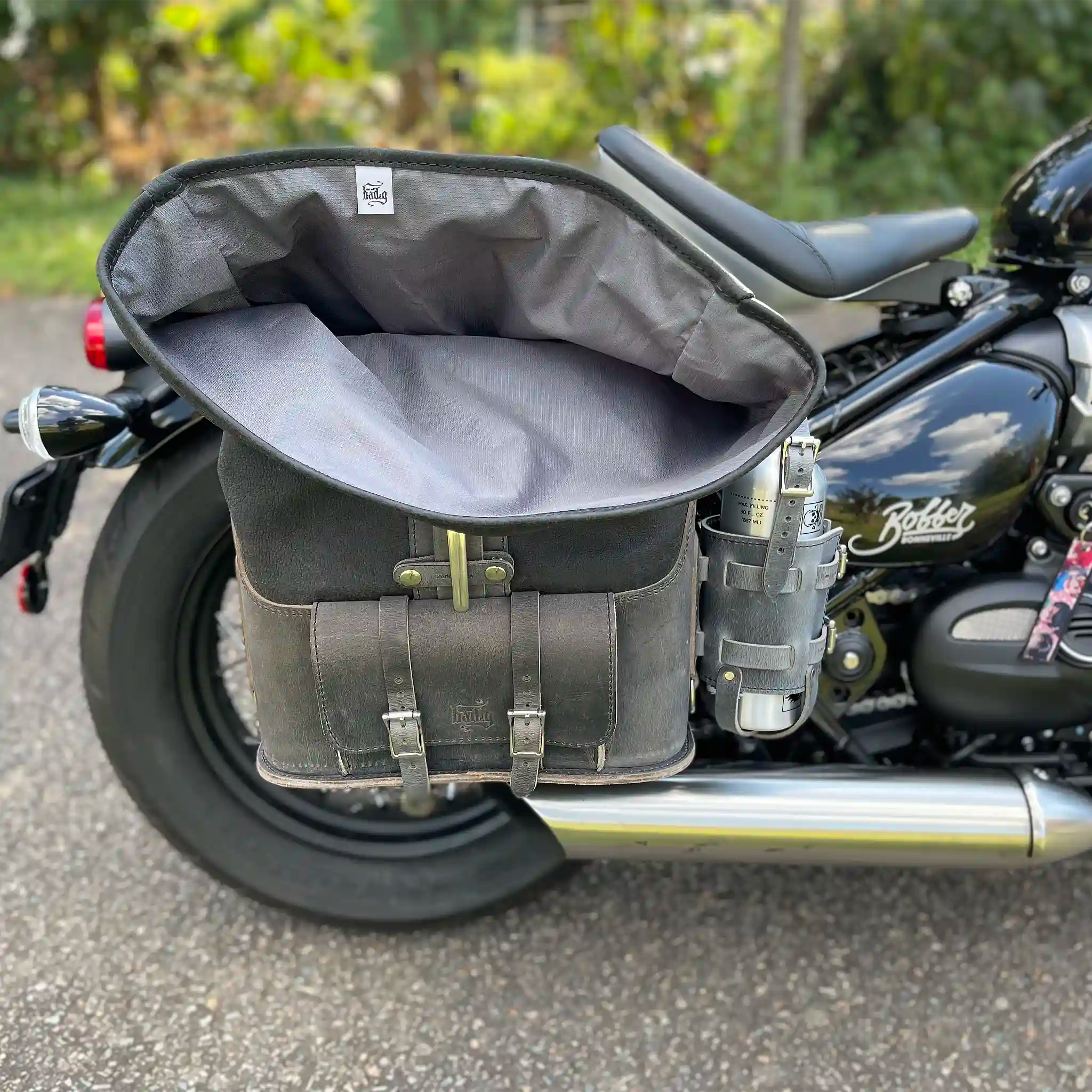 Universal Leather Rolltop Panniers / Saddlebags - TBP02 (Pair)